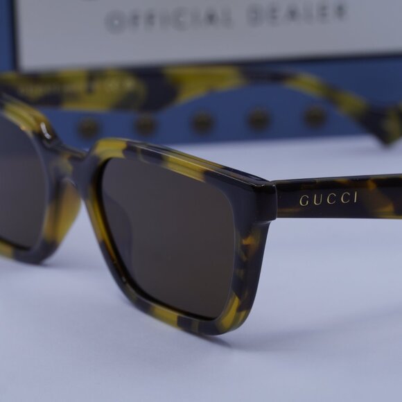 Gucci GG1539S 005 Square Sunglasses - Yellow Spotted Havana/Brown - Picture 4 of 13